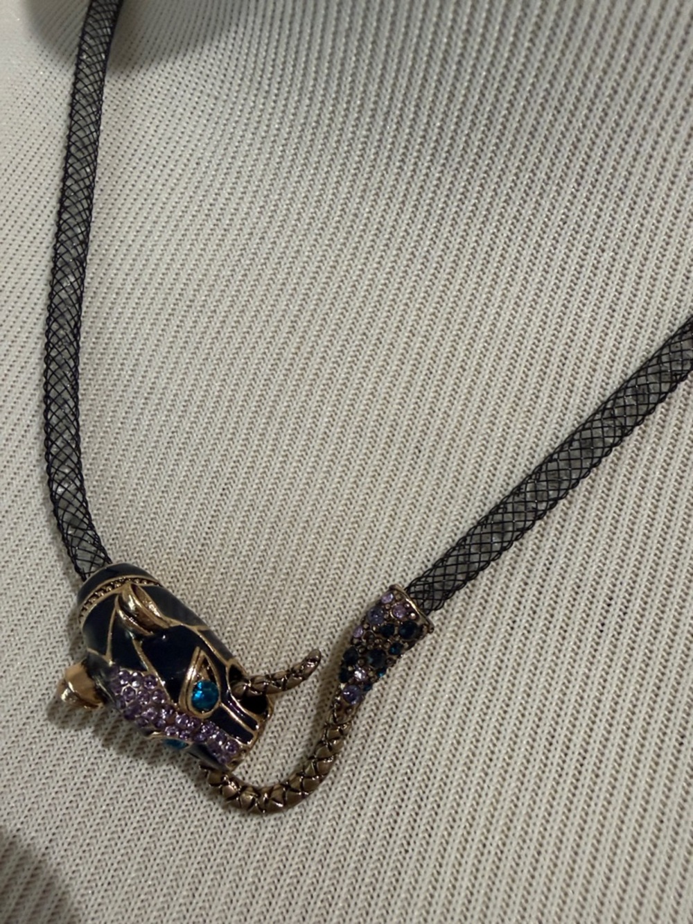 Gold-Tone Black and Purple Snake Pendant Necklace - Picture 3 of 4